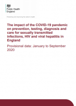 The impact of the COVID-19 pandemic on prevention, testing, diagnosis and care for sexually transmitted infections, HIV and viral hepatitis in England: Provisional data: January to September 2020